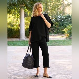 NEW Frank & Eileen GREECE TRAVEL SET Black Olive Capelet Catherine Sweatpant L